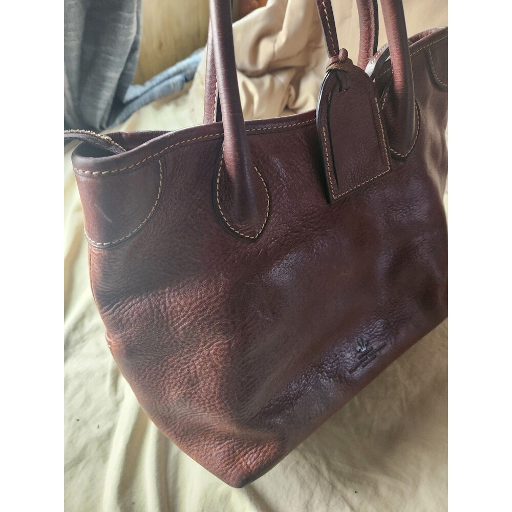 Dooney & Bourke Florentine Vacchetta Leather Double Pocket Satchel Brown - Picture 7 of 16